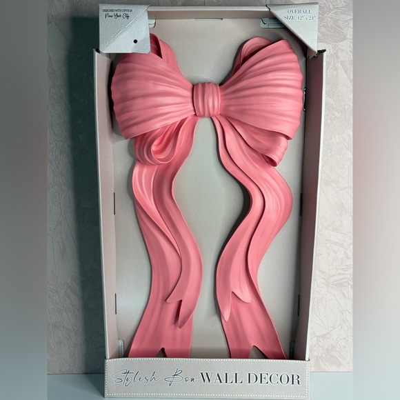 Homegoods Other - Viral HTF Large Pink Resin Decorative Bow Wall Art 12 x 24 inches